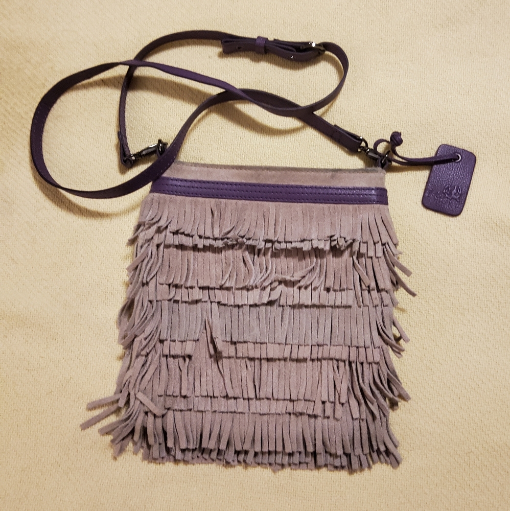 *FREE*  Jo & Mr. Joe Suede Leather Fringes Crossbody